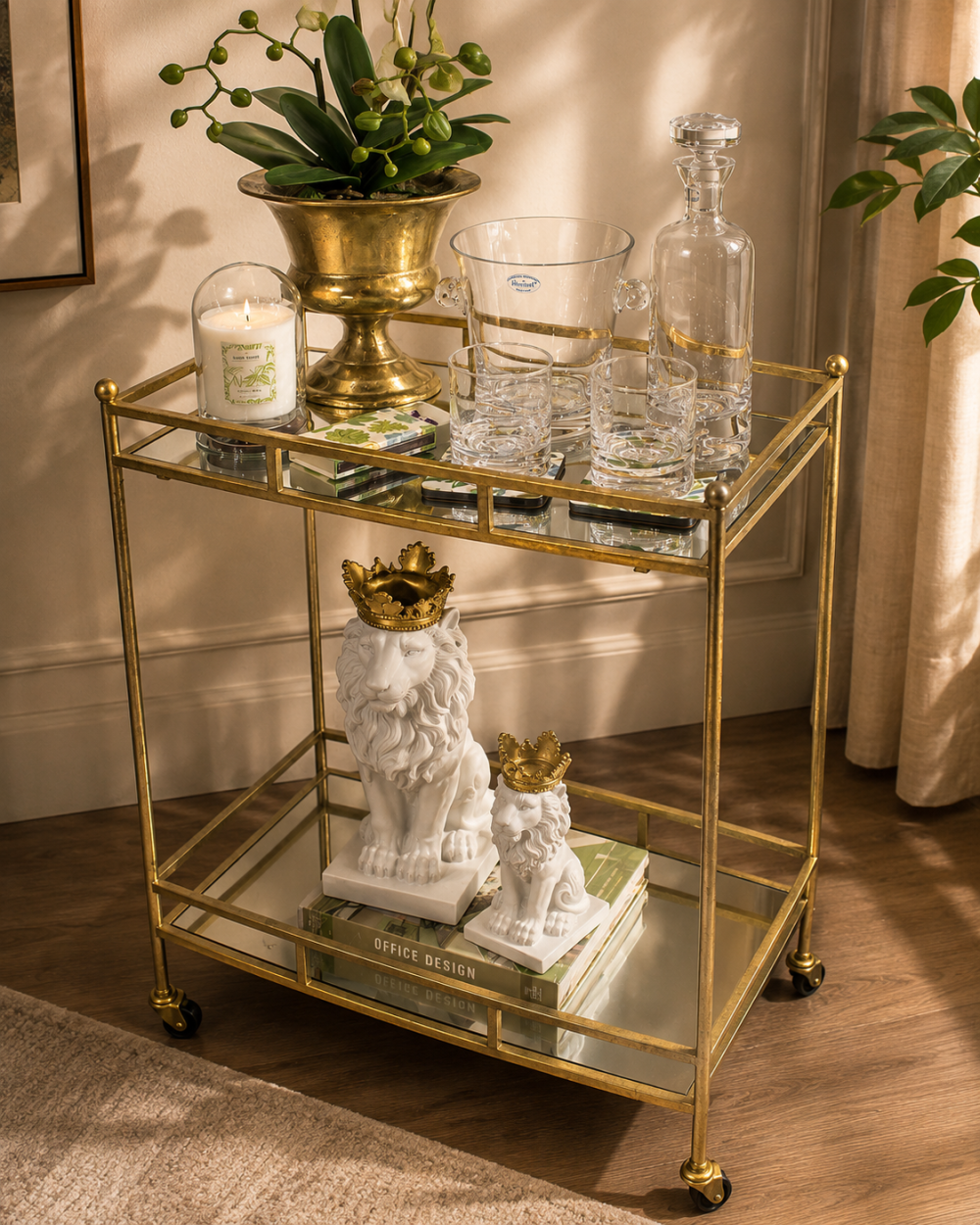Mesa Bar Rectangular Dorado Pequeño