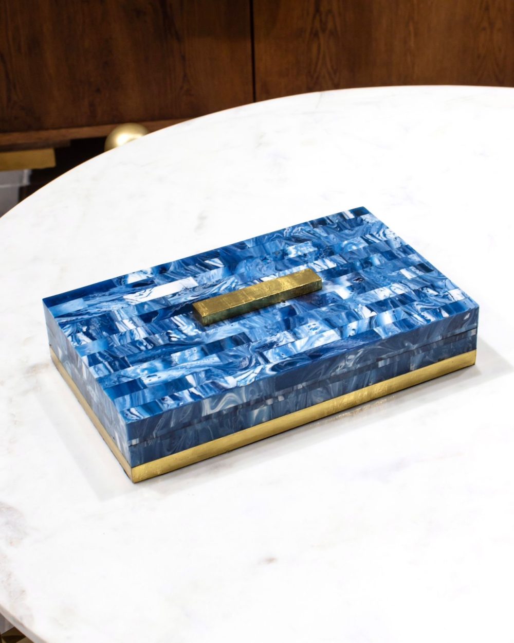 Caja   Decorativa con Acabados Azules Pequeña