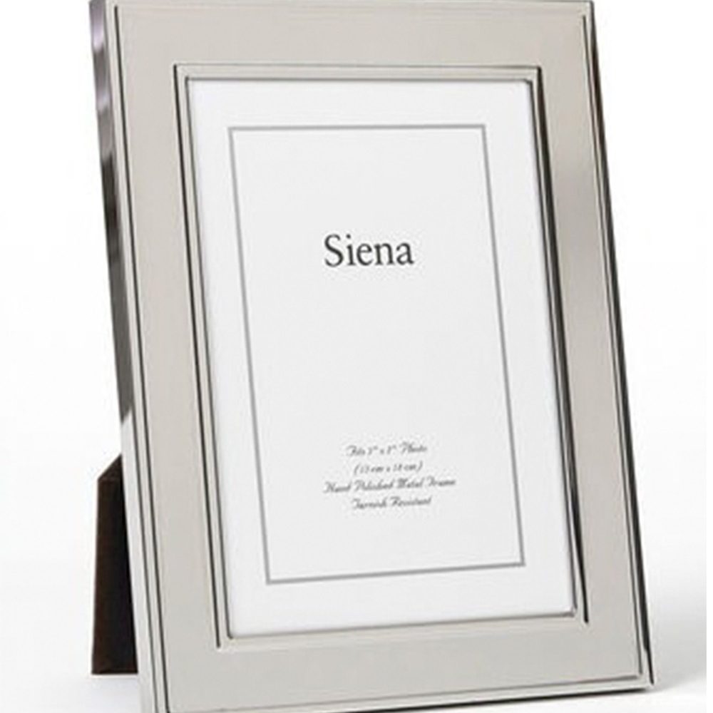 Portaretrato Plateado Ancho Doble Borde Liso Grande 20X25 cm