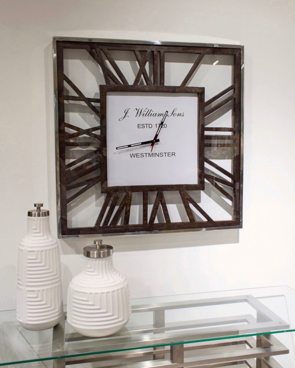 Reloj de Pared Cuadrado con Números Romanos-77cmX77cm