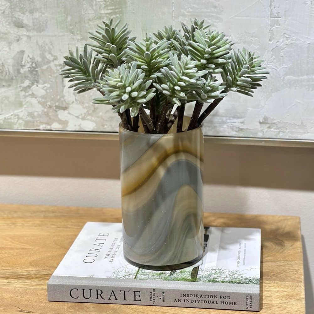 Jarrón en Vidrio Diseño Mármol Color Ámbar Pequeño