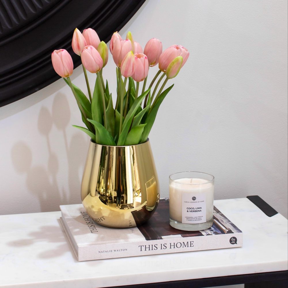 Jarrón en Vidrio Color Dorado Pequeño