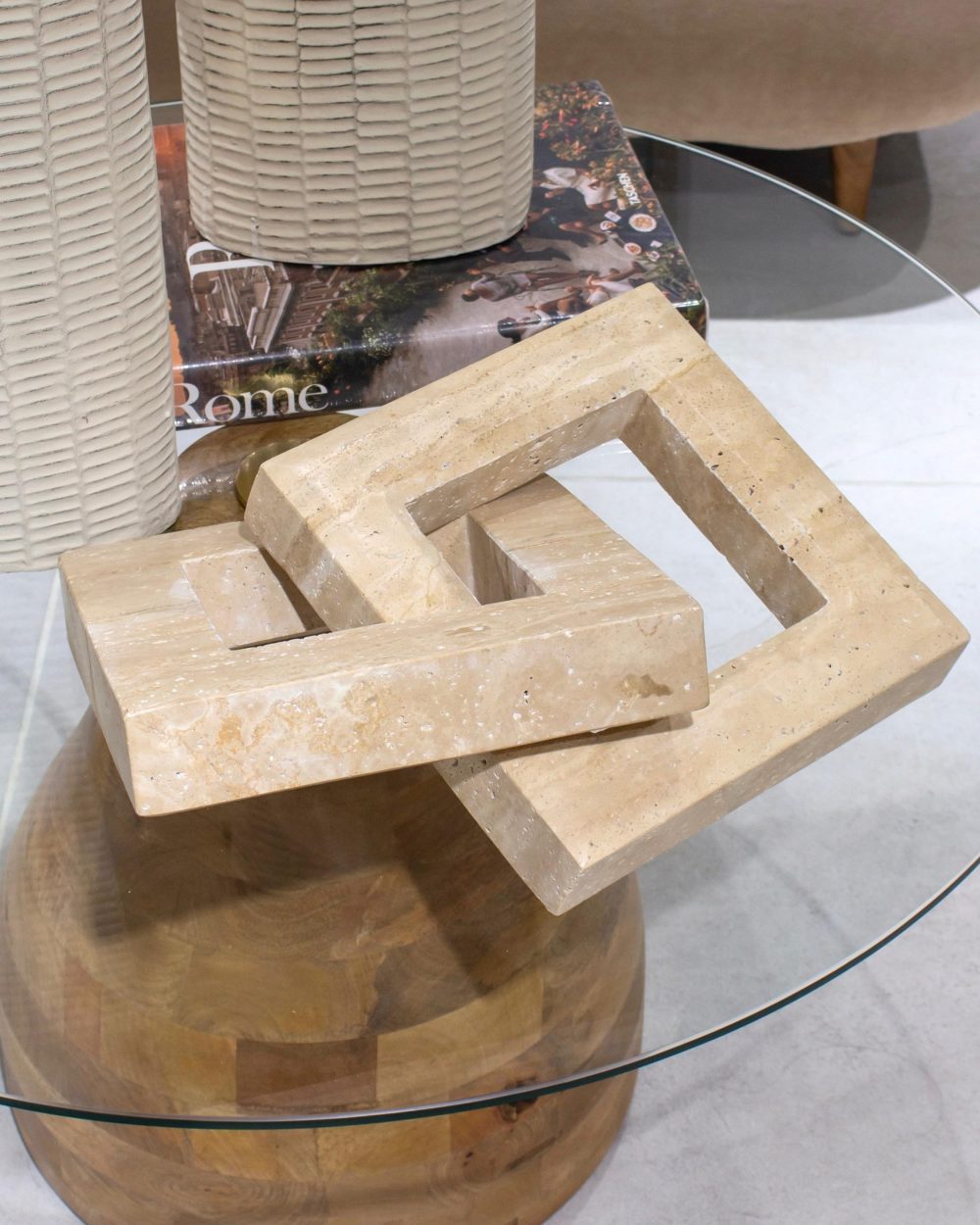 Accesorio Eslabón Decorativo Beige en Travertino