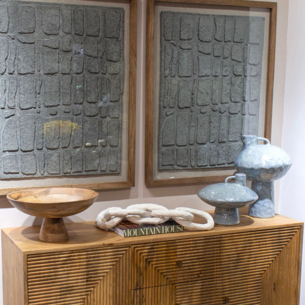 Cuadro Atemporal en Papel Maché Tono Gris 89cm x 72cm