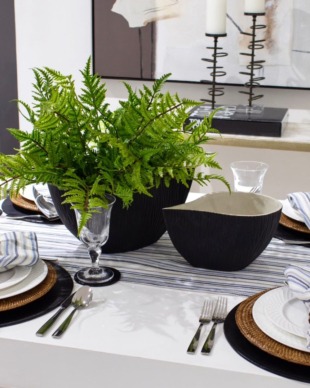 Bowl Decorativo con Exterior Texturizado Negro Grande
