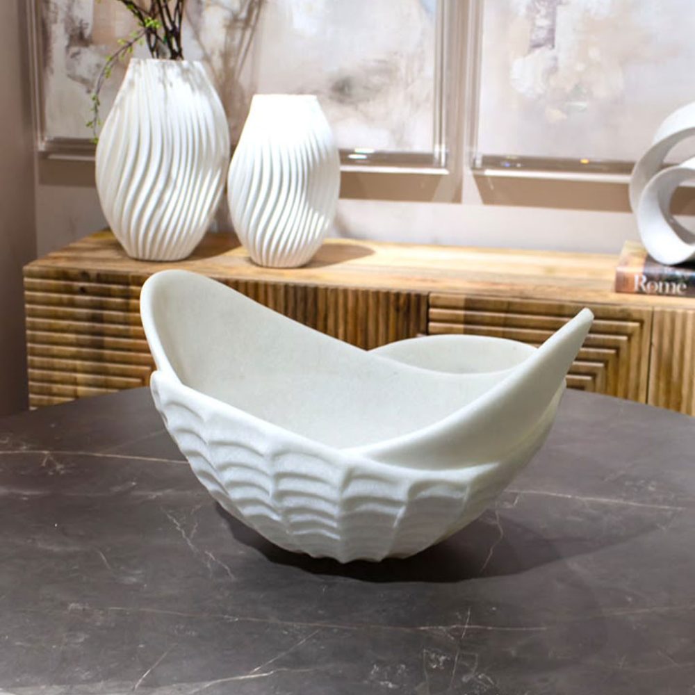 Bowl Decorativo en Resina de Cuarzo en Color Blanco Hueso