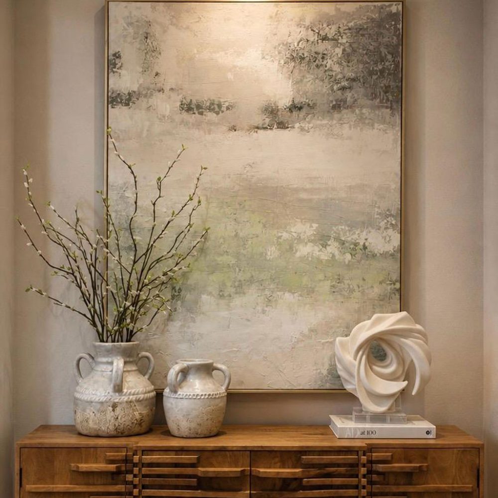 Cuadro  en Tonos Blanco, Beige y Verdes 153cm x 123cm
