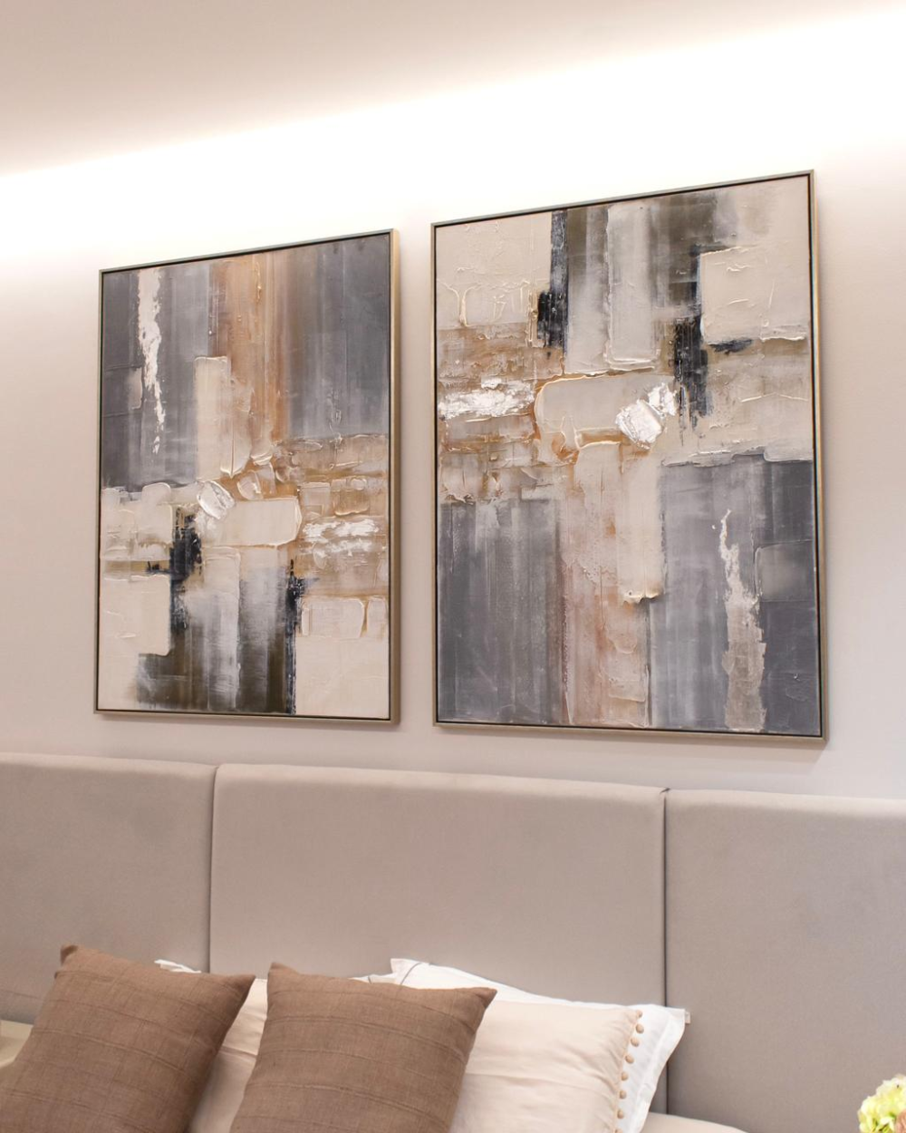 Cuadro  Contemporáneo en Tonos Arena, Negro y Gris 122cm x 90cm