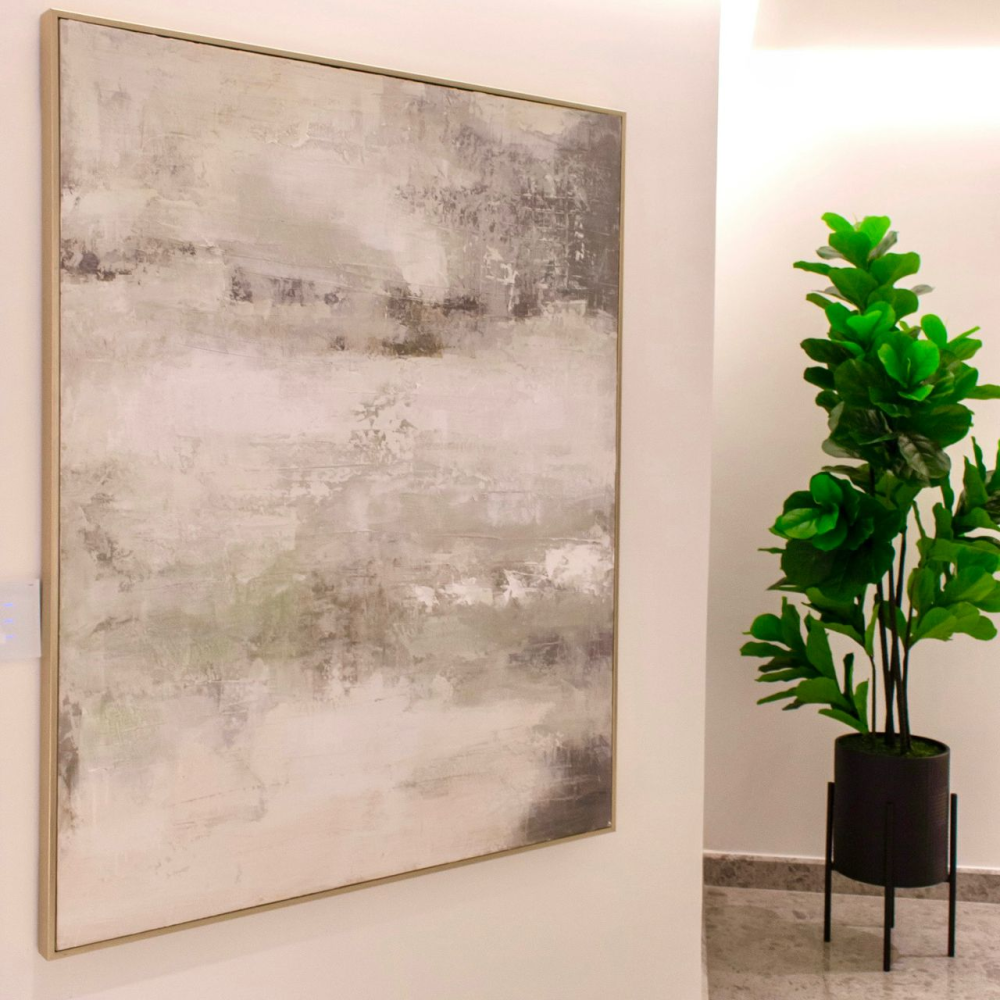 Cuadro  en Tonos Blanco, Beige y Verdes 153cm x 123cm