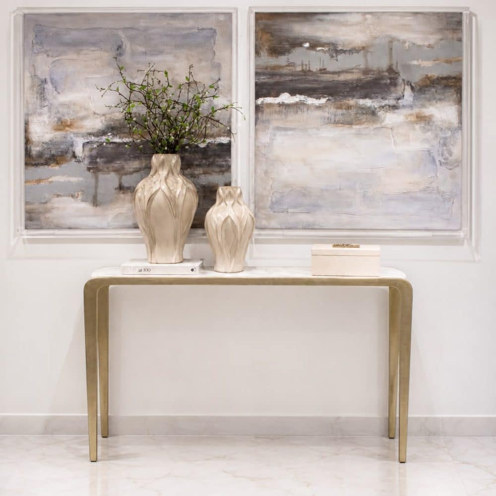Cuadro Pintado a Mano en tonos Arena, taupe y gris 102cm x 102cm