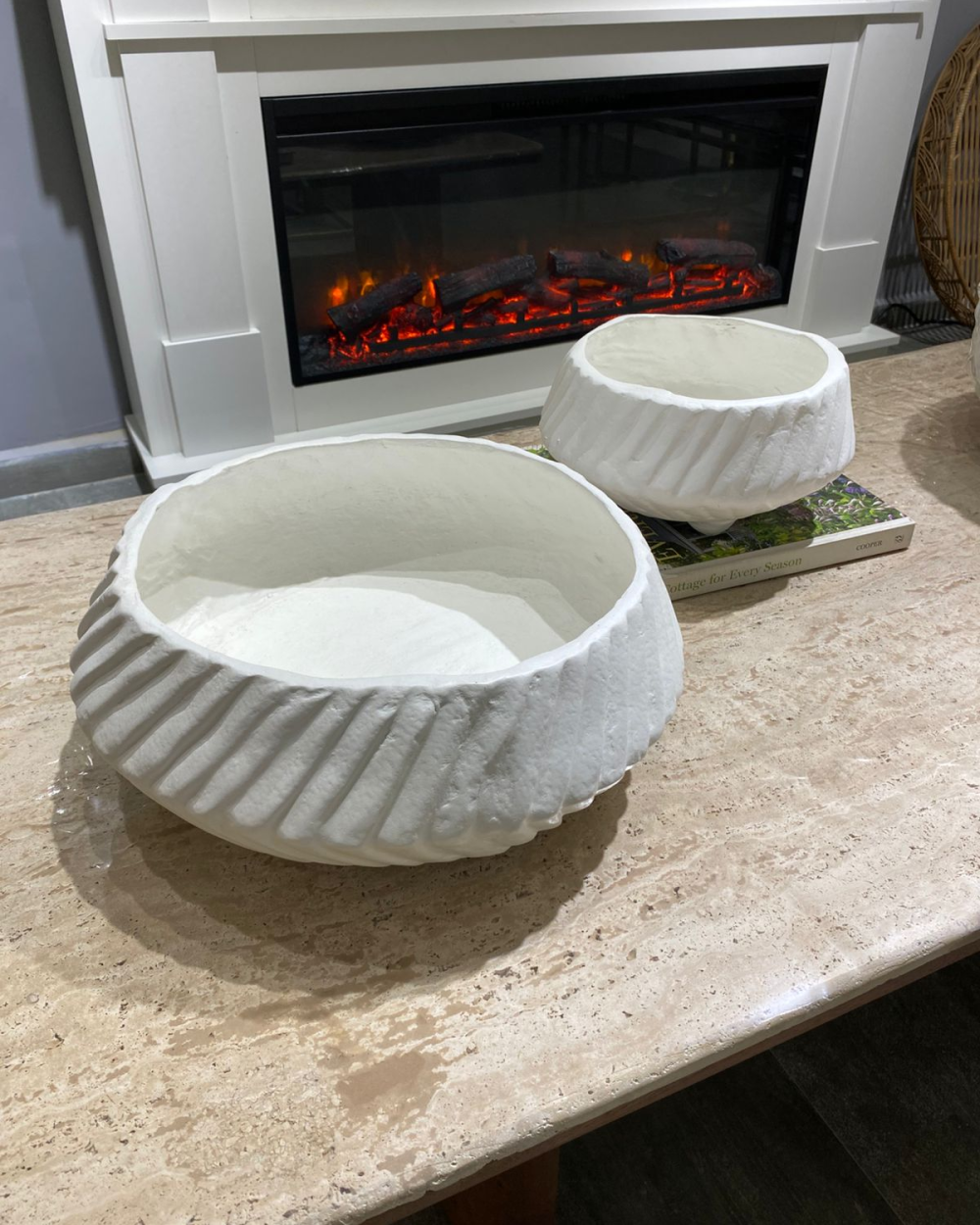Bowl Decorativo Tono Blanco Mate Grande