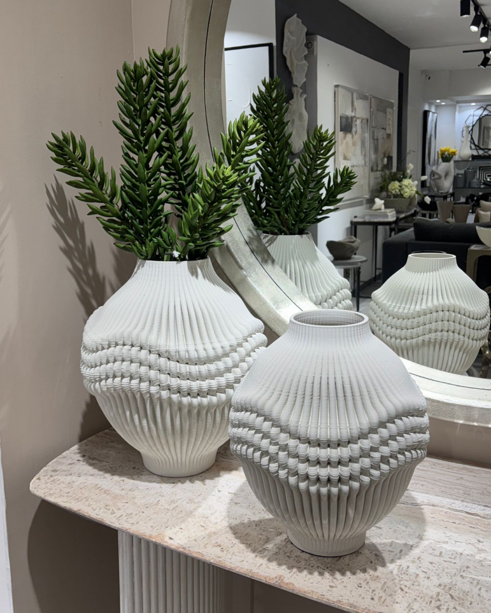 Jarrón Coulter de Porcelana Color Marfil Grande