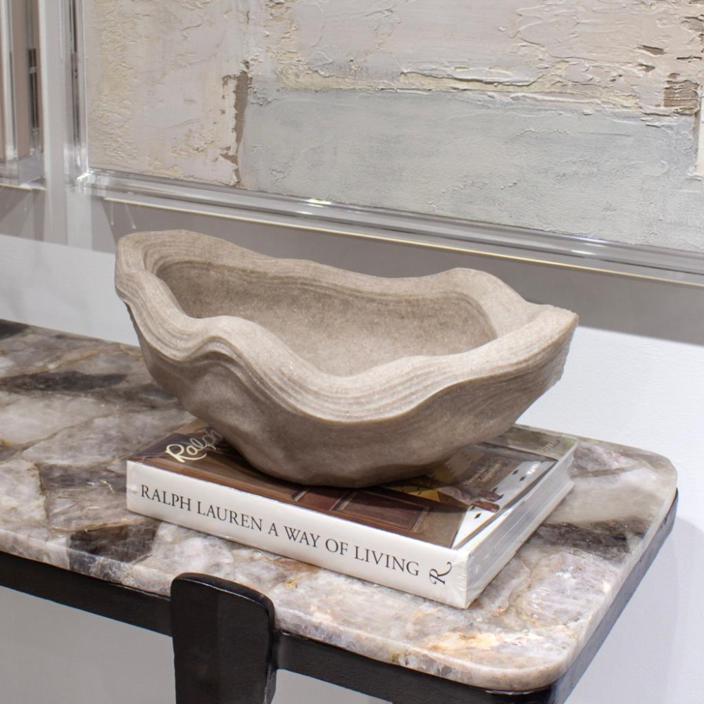 Cuenco Flowood de Resina con Acabado Cuarzo Marrón