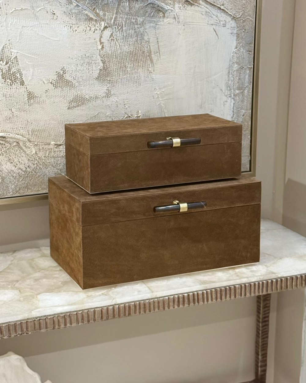 Caja Decorativa Cafe con Herraje Dorado Grande