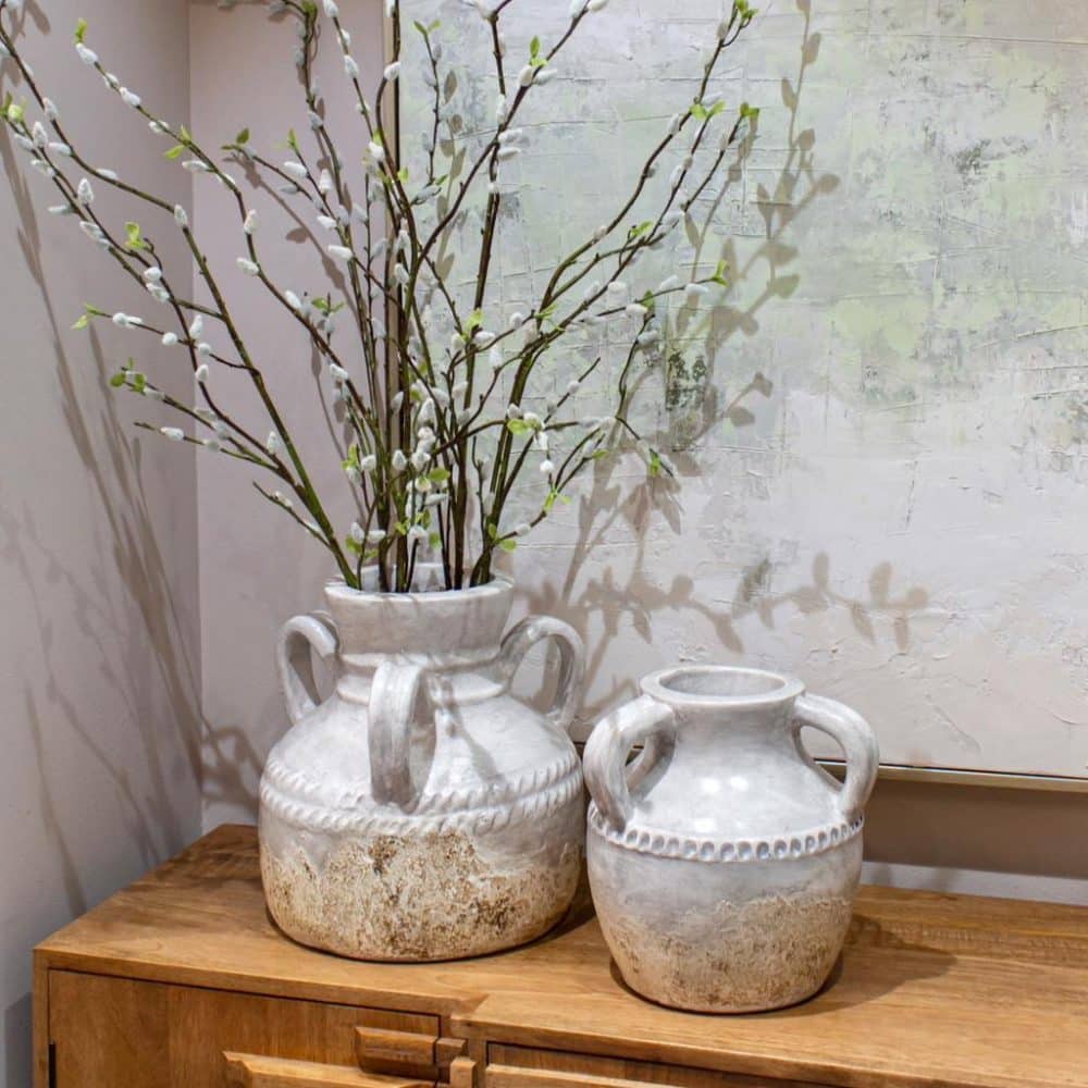 Jarrón                            en Terracota con Acabado Envejecido Grande