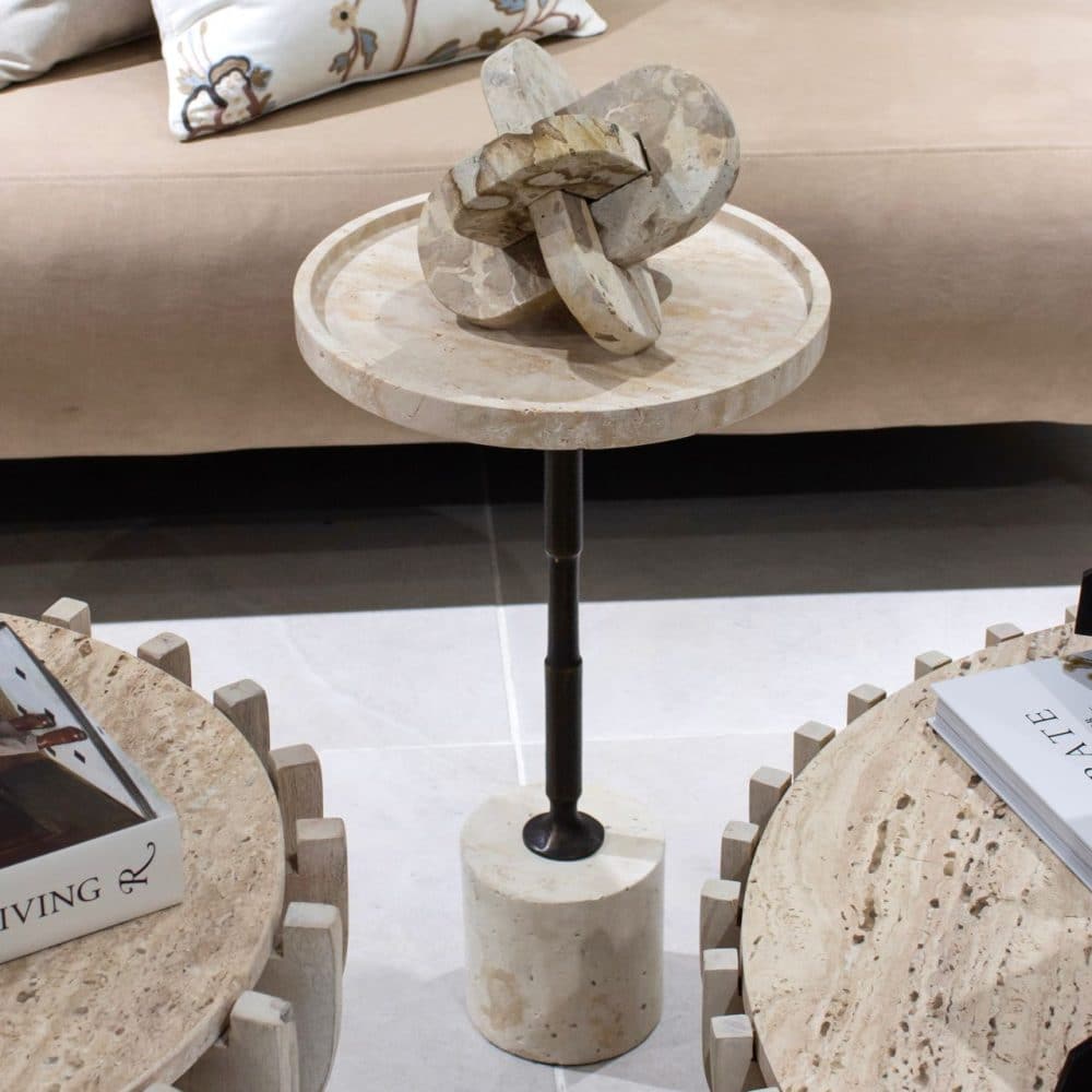 Mesa Auxiliar con Superficie en Piedra Travertino