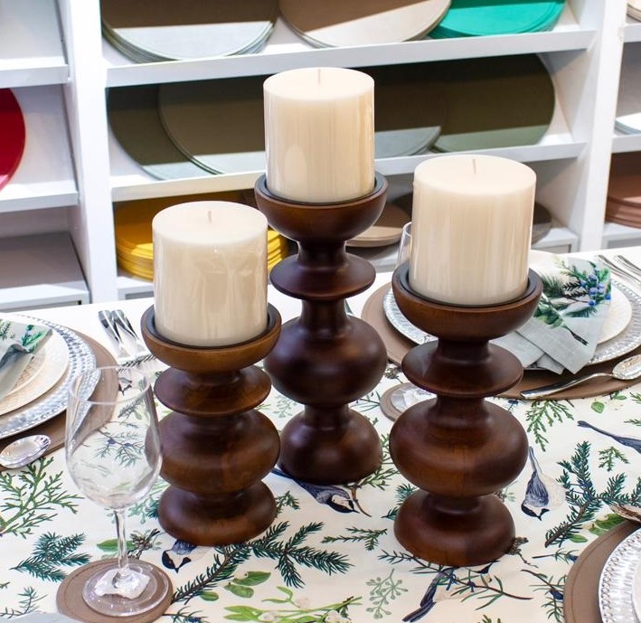 Candelabro Grande Robusto de Madera de Mango