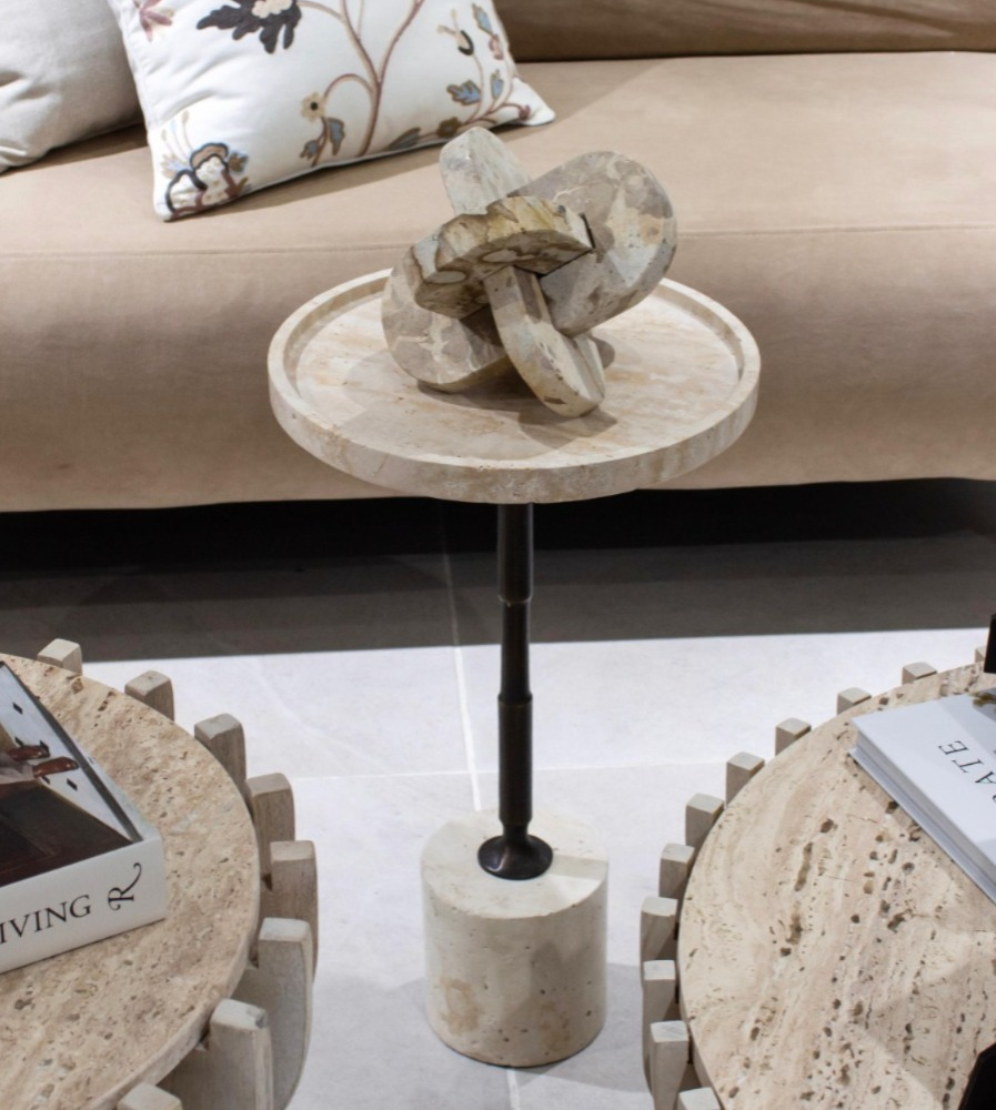 Mesa Auxiliar con Superficie en Piedra Travertino