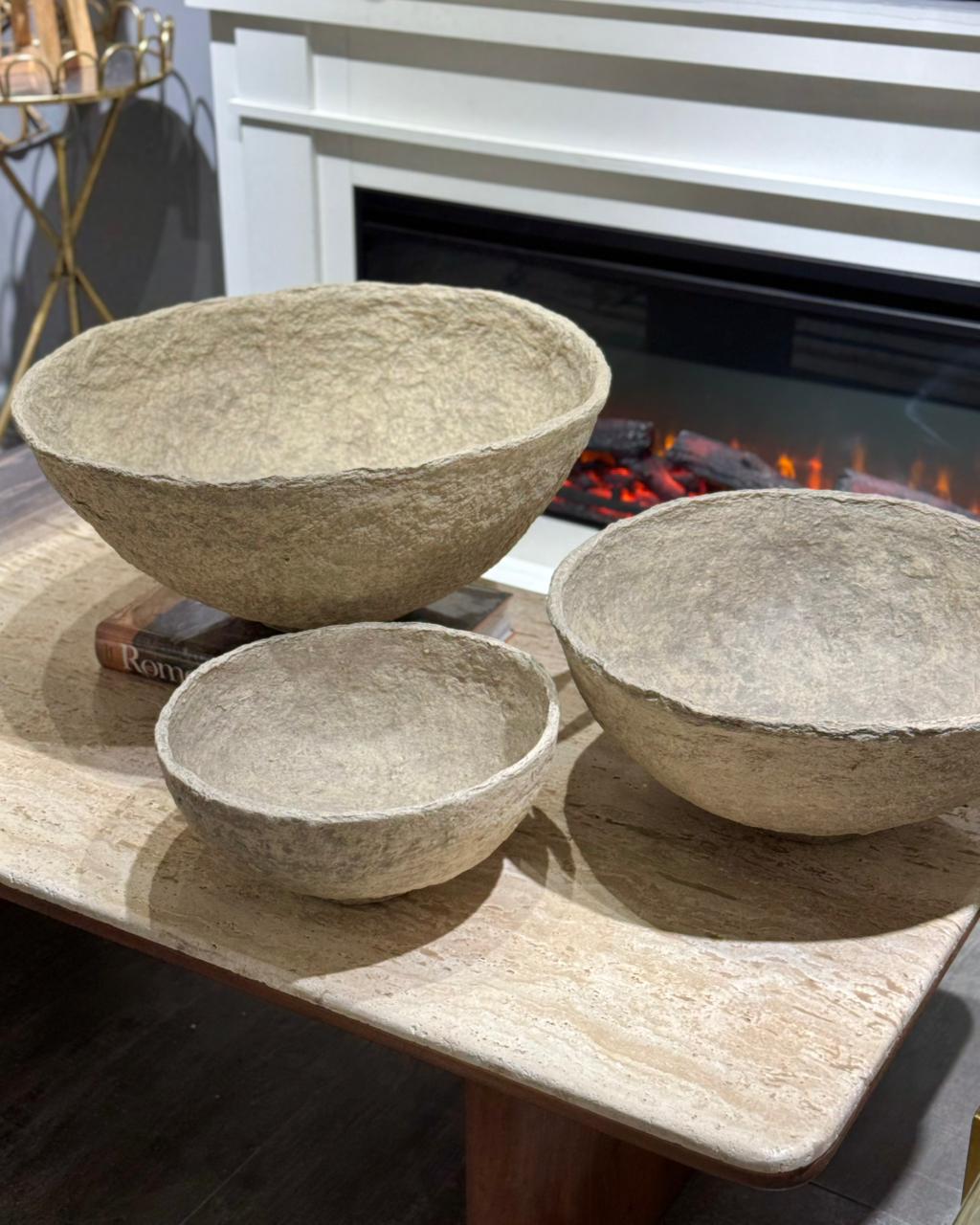 Bowl Decorativo de Papel Maché Taupe Pequeño - Imagen 2