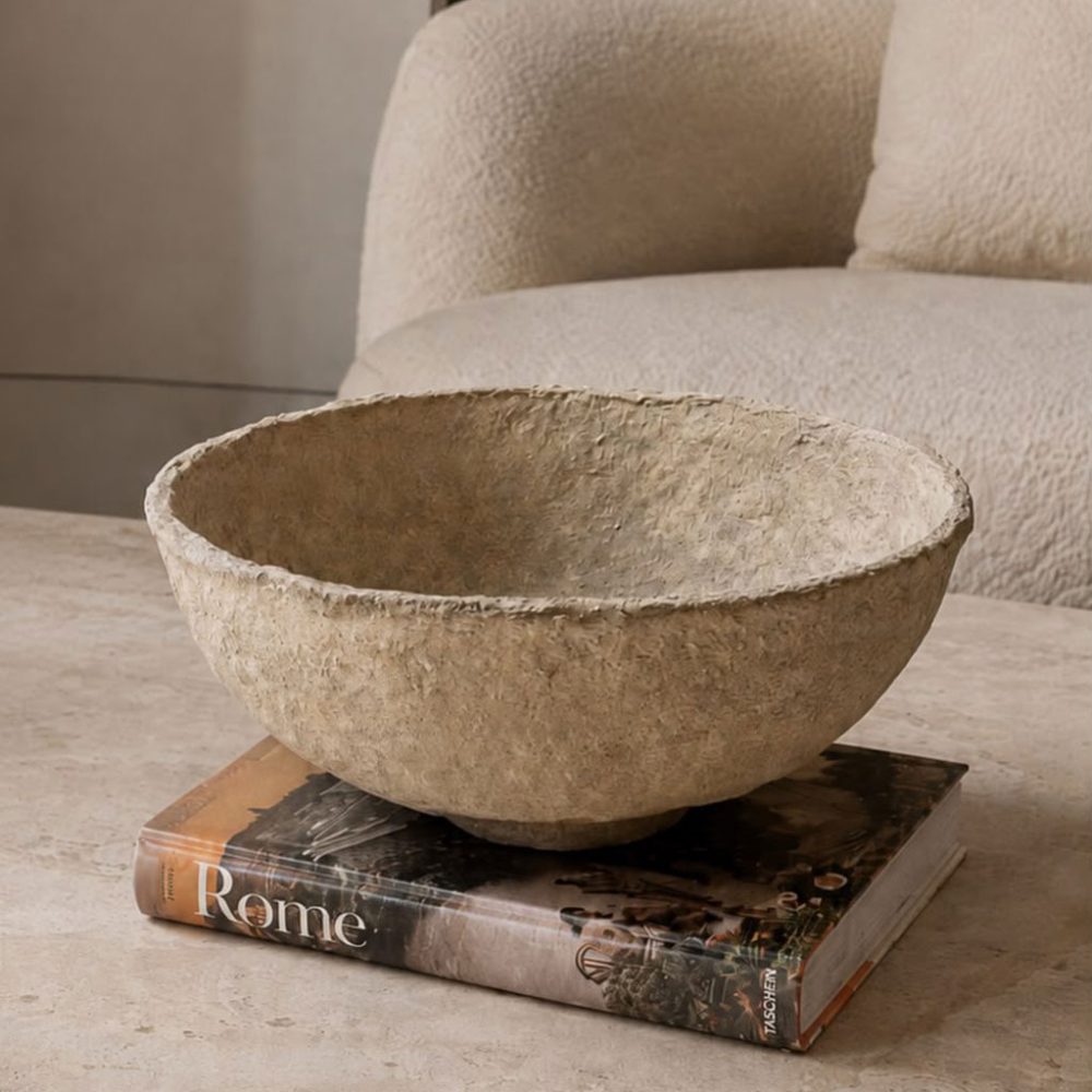 Bowl Decorativo de Papel Maché Taupe Grande