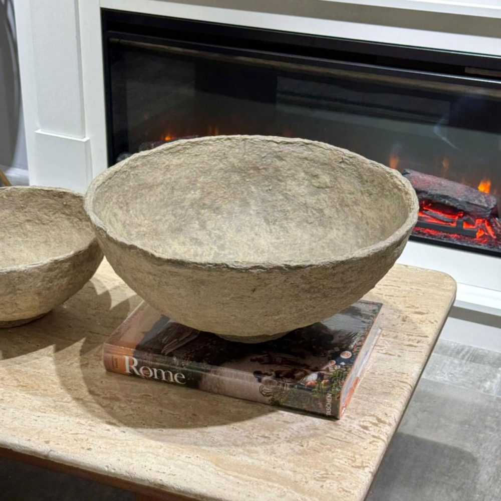 Bowl Decorativo de Papel Maché Taupe Mediano