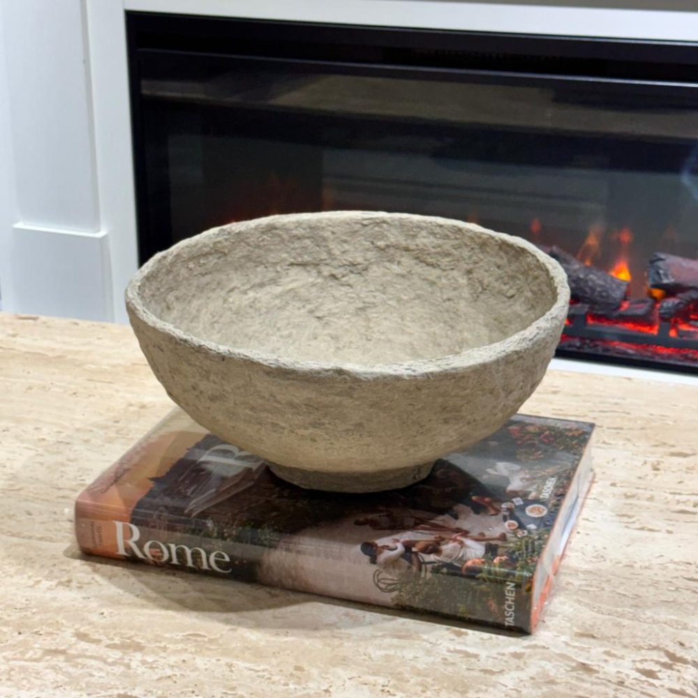Bowl Decorativo de Papel Maché Taupe Pequeño