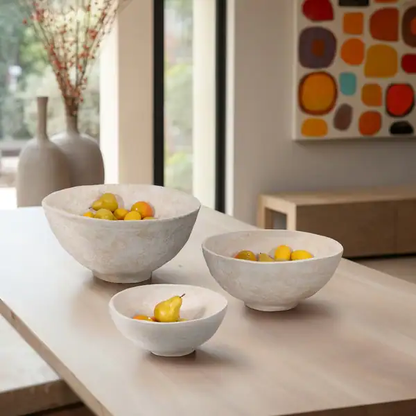 Bowl Decorativo de Papel Maché Taupe Grande