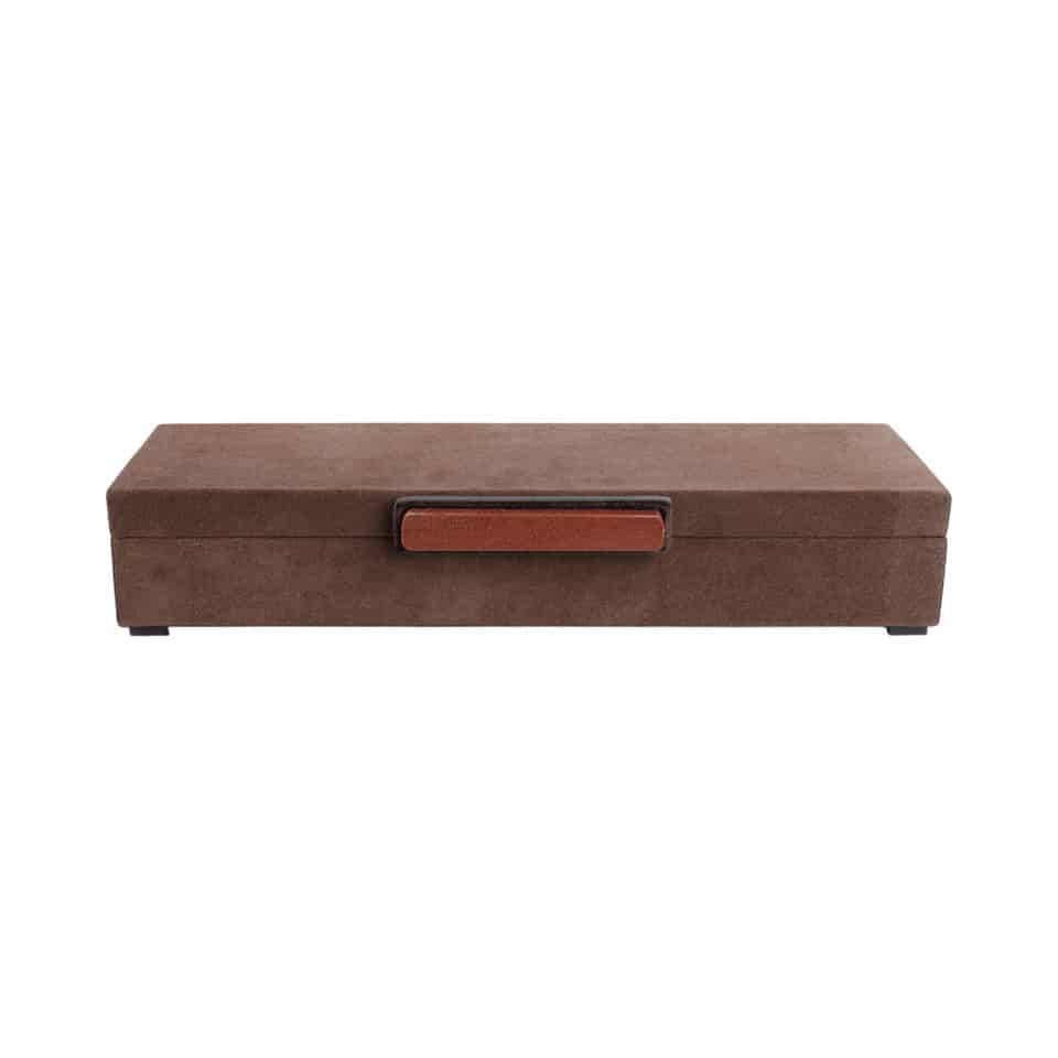 Caja Decorativa Delrio de Gamuza con Herraje de Piedra Goldstone