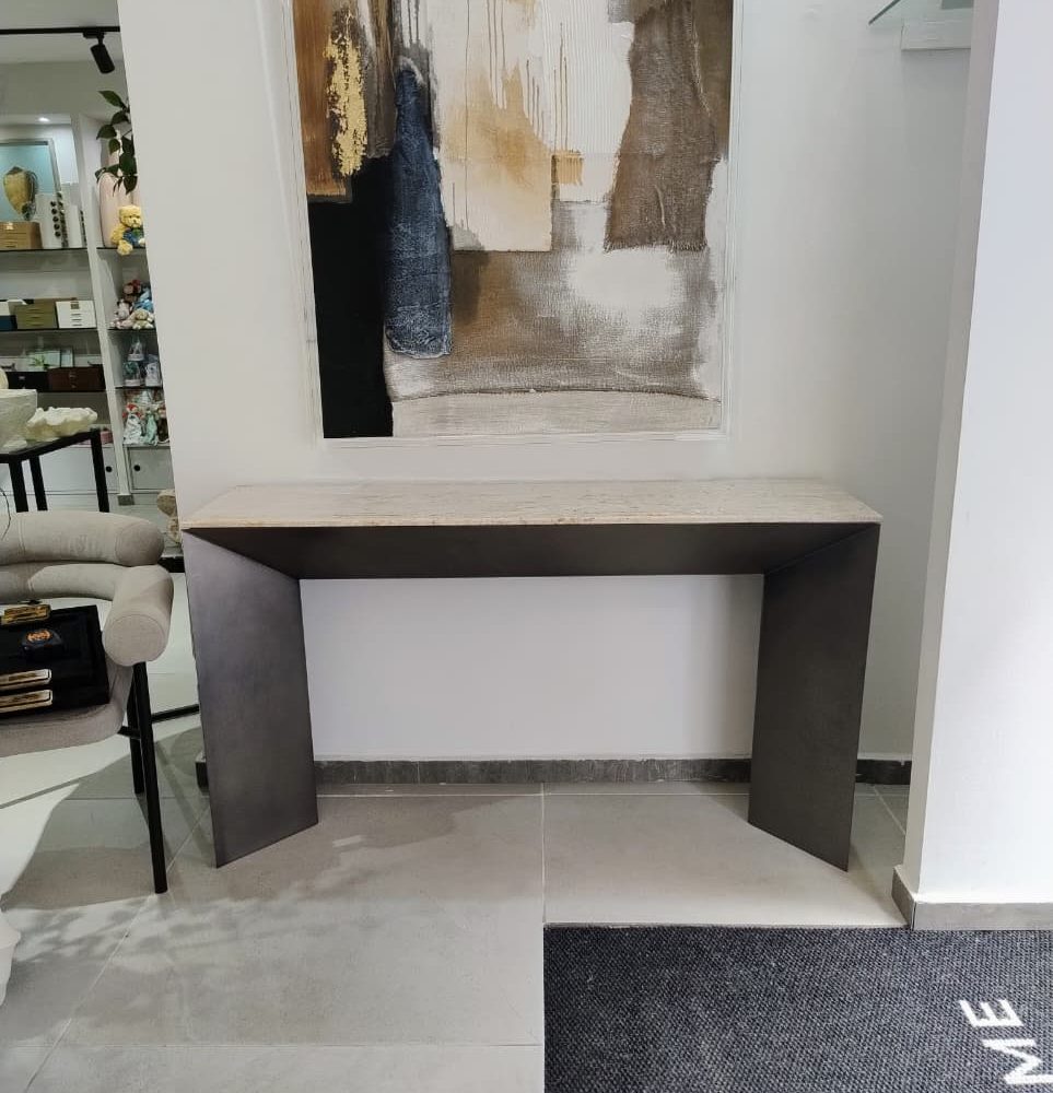 Consola Besancon de Metal y Travertino