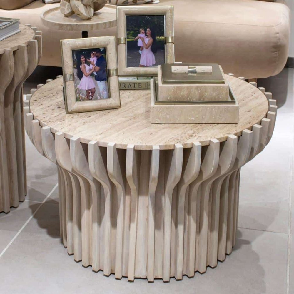 Mesa de Centro Grenoble de Madera y Travertino Grande