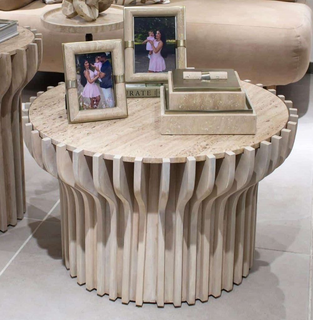 Mesa de Centro Grenoble de Madera y Travertino Grande