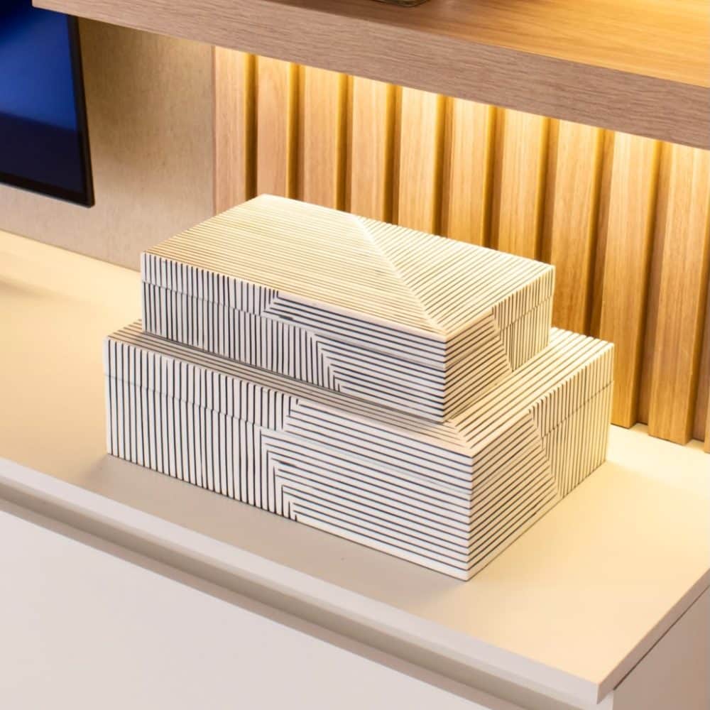 Caja        Decorativa Pinstripe en Resina Grande