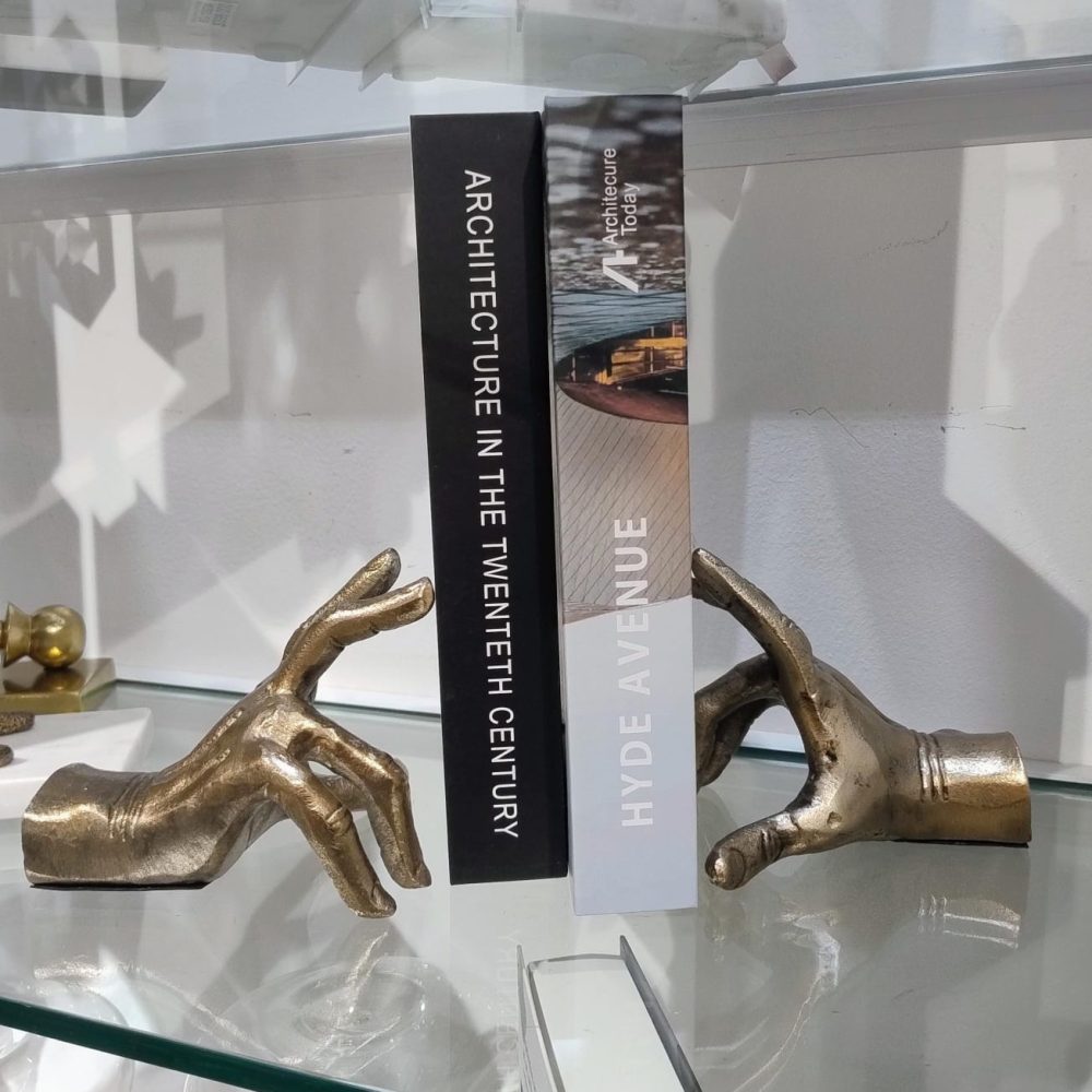 Portalibros de Manos en Acabado Dorado