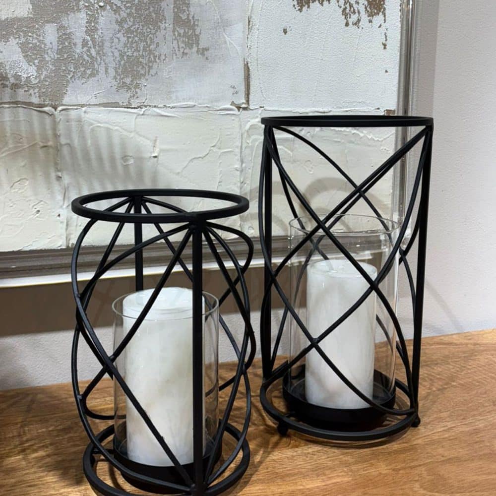 Candelabro  en Color Negro Redondo Grande