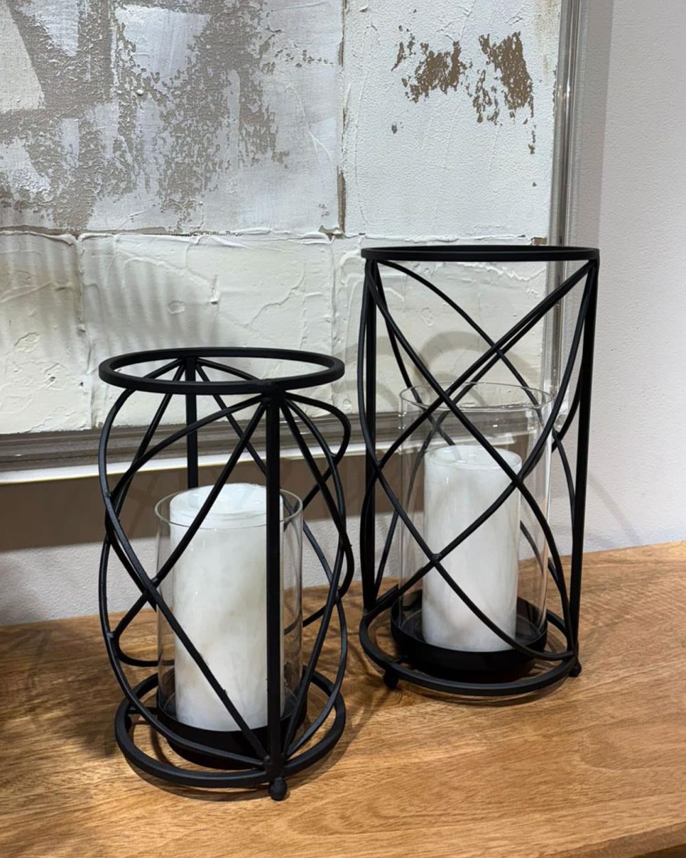 Candelabro  en Color Negro Redondo Grande