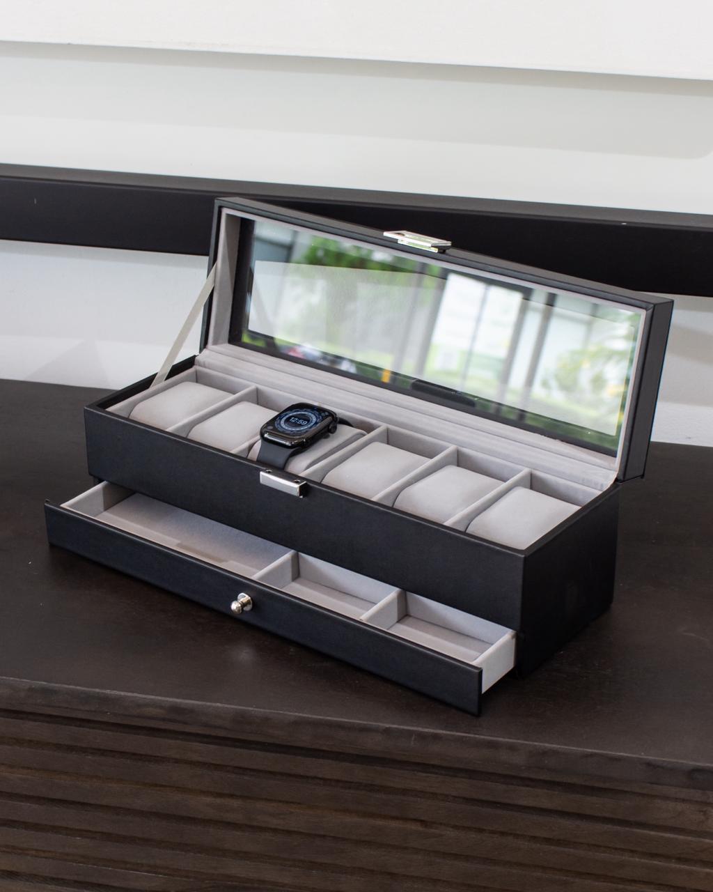 Caja Organizadora para Relojes Noir Prestige, Capacidad 6 Puestos