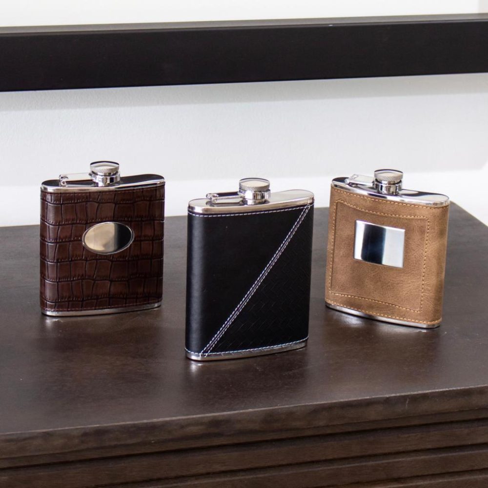 Licorera Decorativa Heritage Leather Marrón Claro