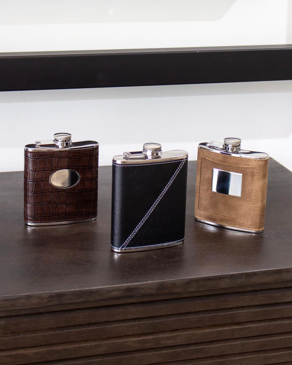 Licorera Decorativa Heritage Leather Marrón Oscuro
