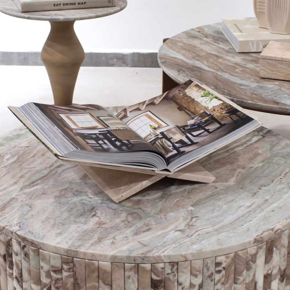 Accesorio Decorativo Atril para Libros de Travertino Beige