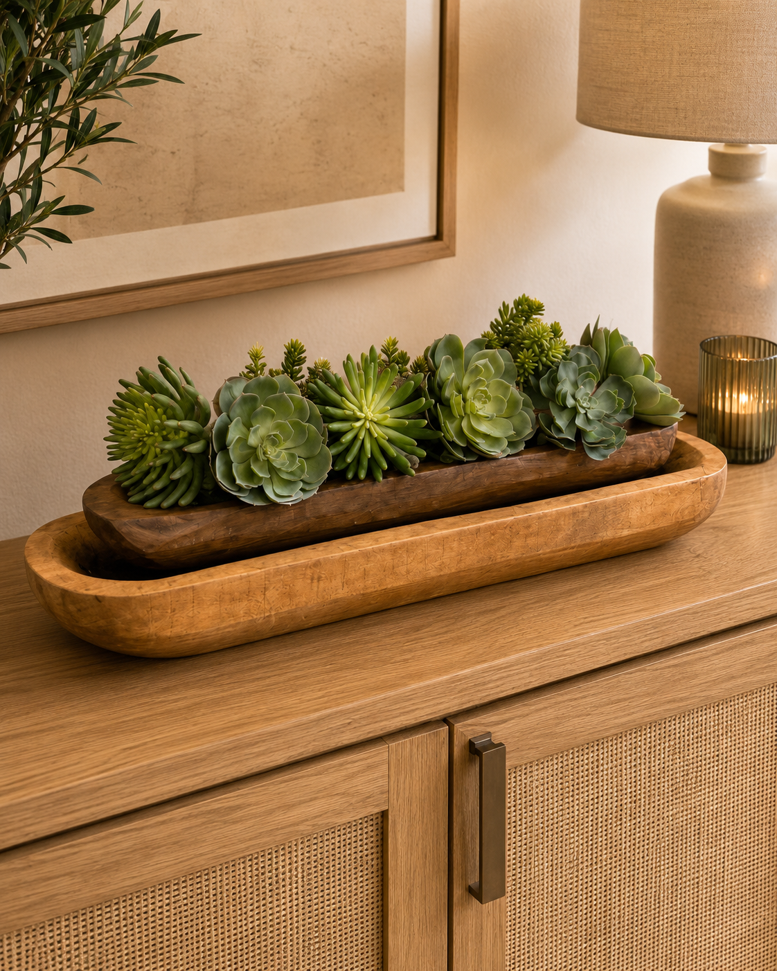 Bowl Decorativo de Madera con Bordes Redondeados Pequeño