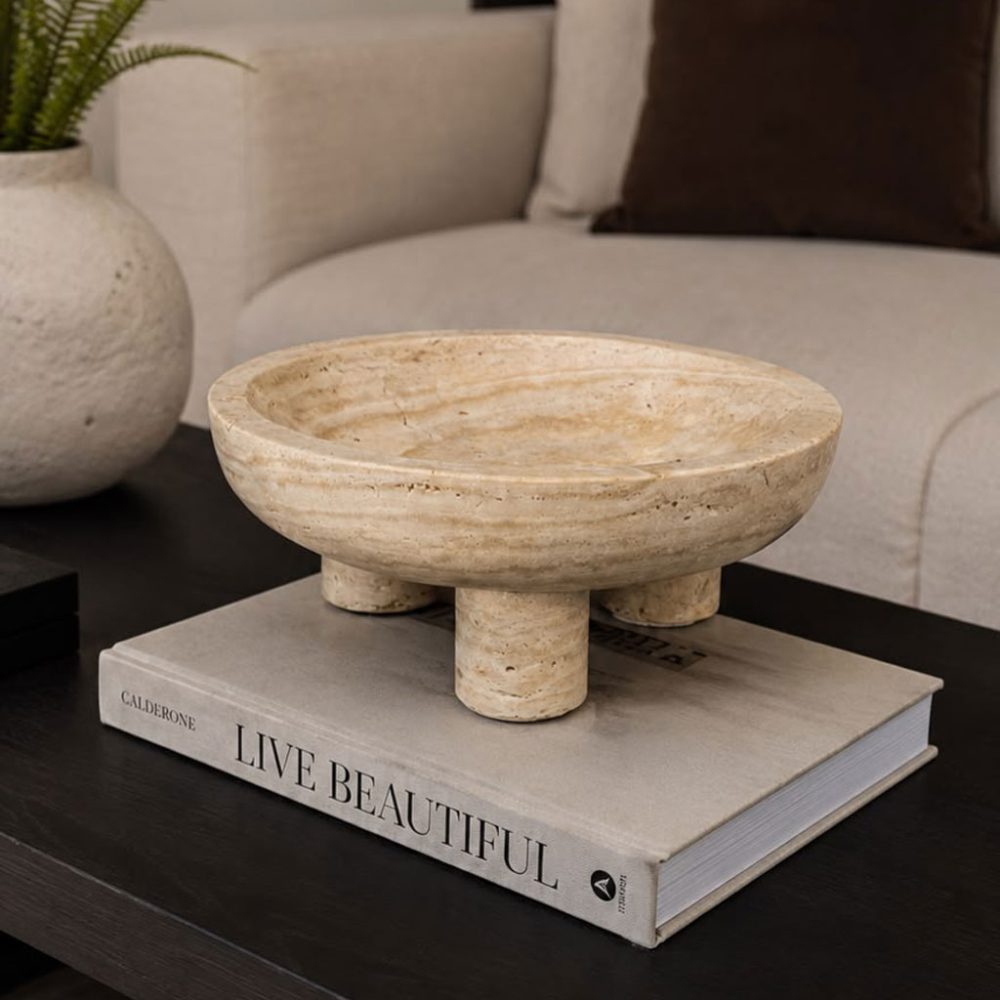 Bowl Decorativo de Travertino Beige