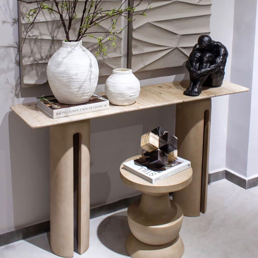 Consola Montock de Madera y Travertino