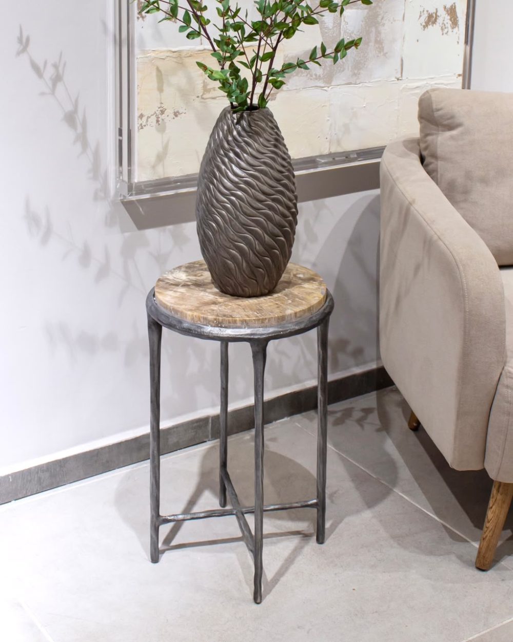 Mesa Auxiliar Scioto de Madera Petrificada