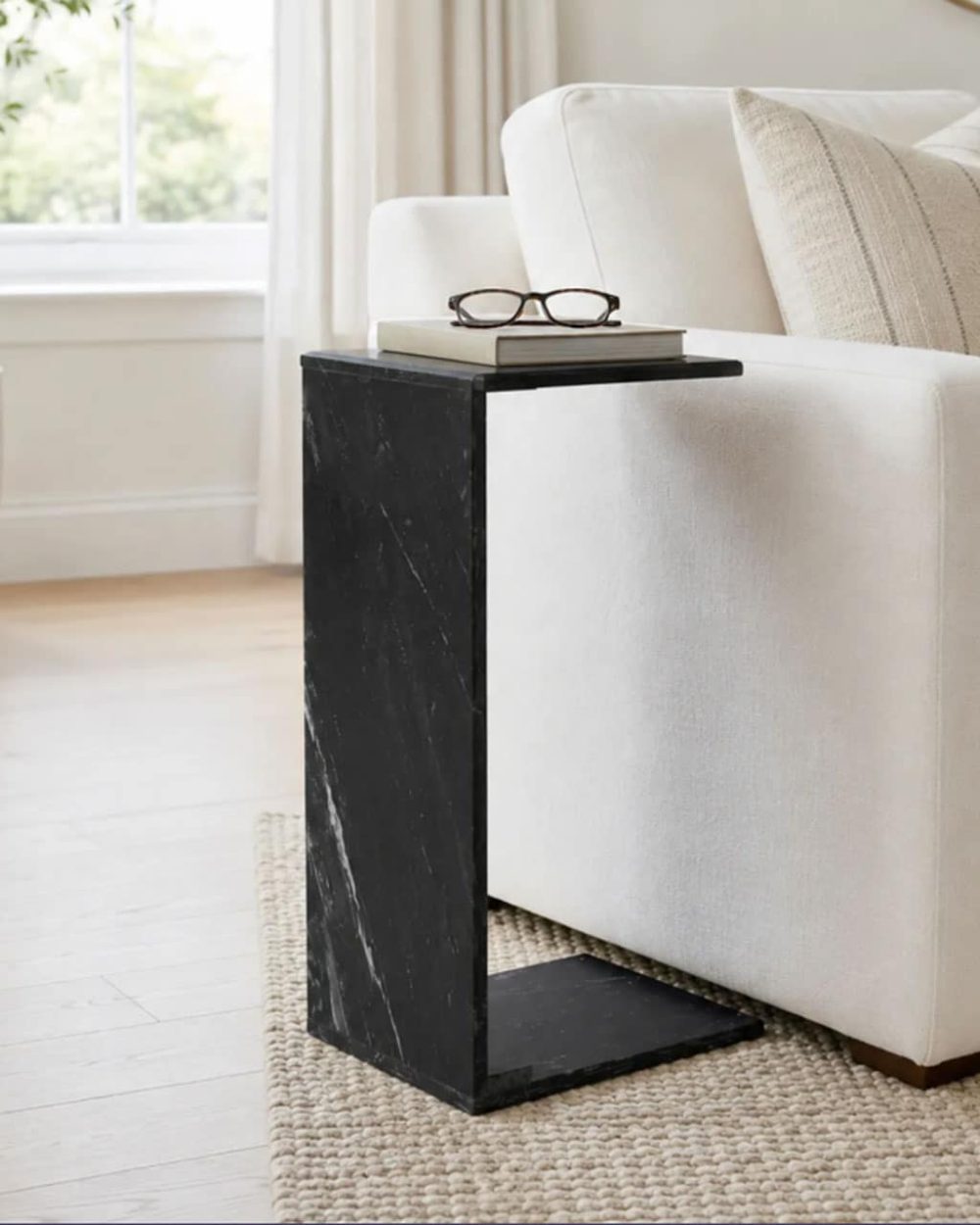 Mesa Auxiliar de Mármol Negro