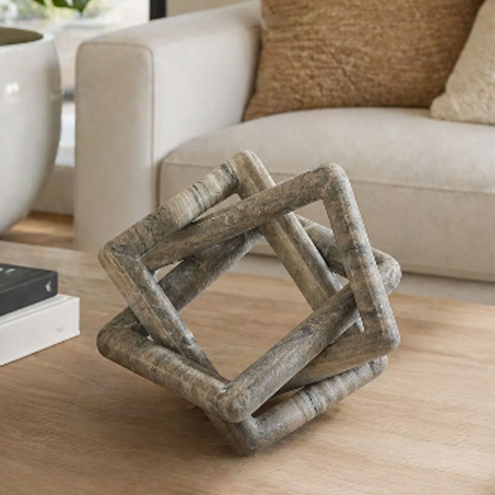 Accesorio Decorativo Nudo Geométrico de Mármol Beige