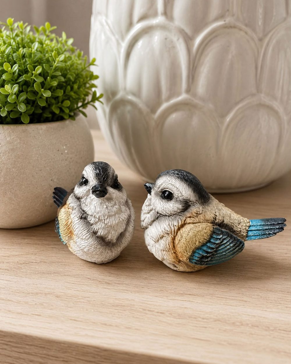 Accesorio Decorativo Pajarito en Resina Azul y Café