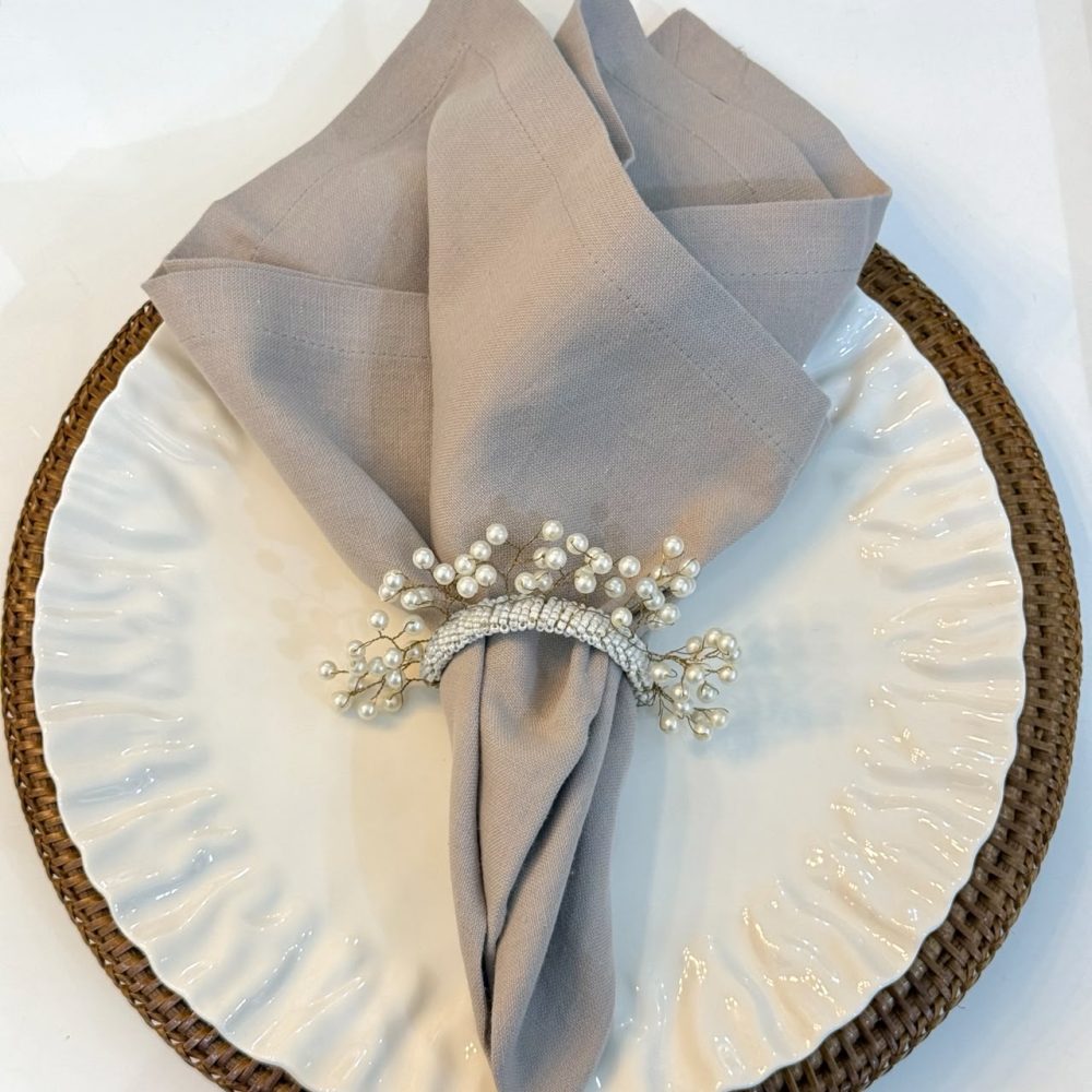 Servilleteros de Anillo con Perlas y Alambre Dorado