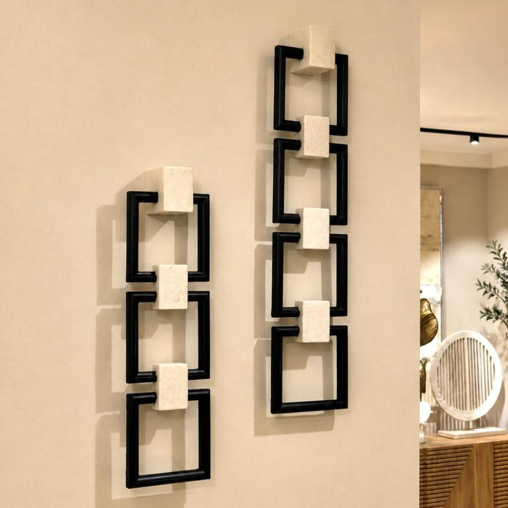 Set de 2 Cadenas Decorativas de Pared Blanco y Negro
