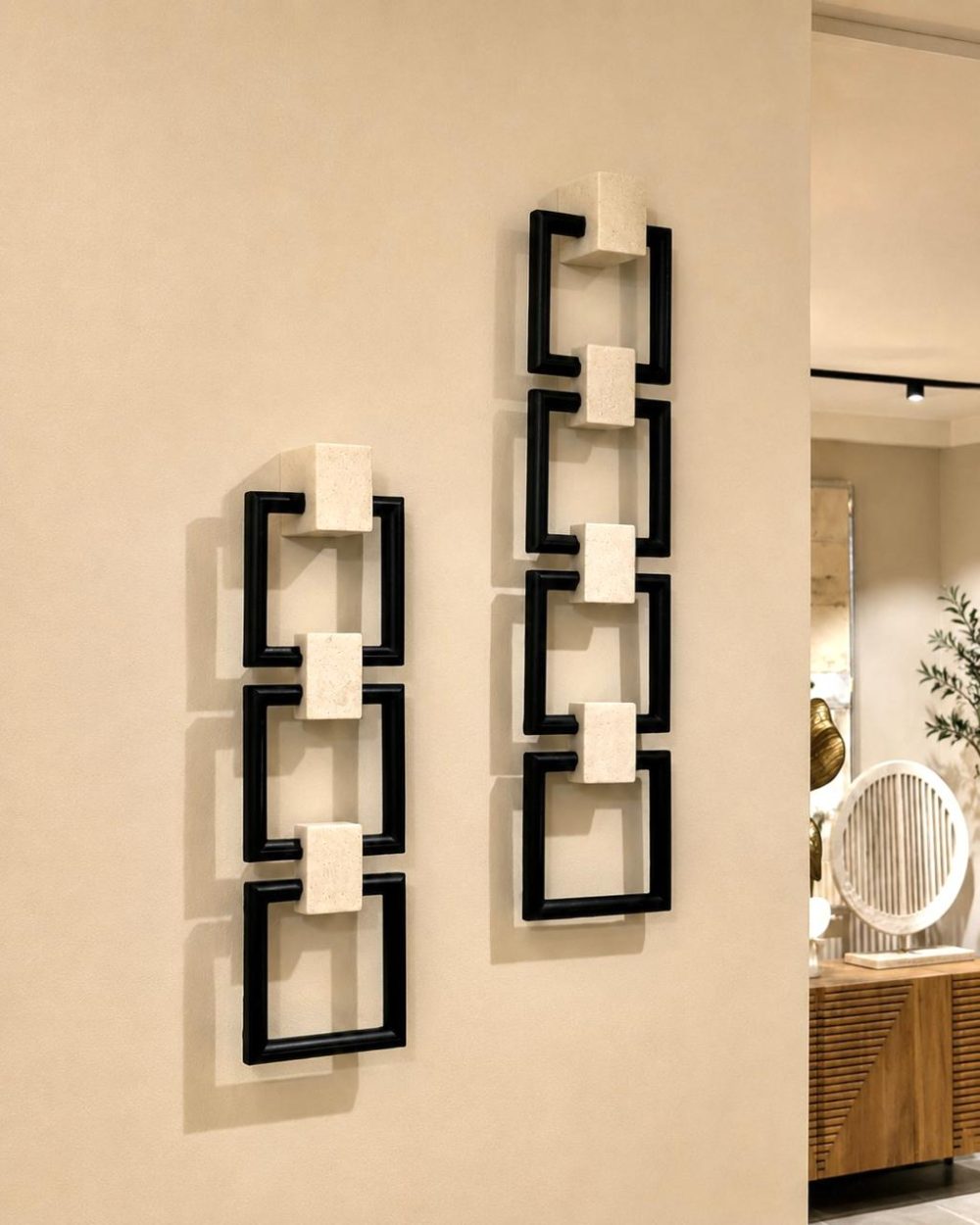 Set de 2 Cadenas Decorativas de Pared Blanco y Negro