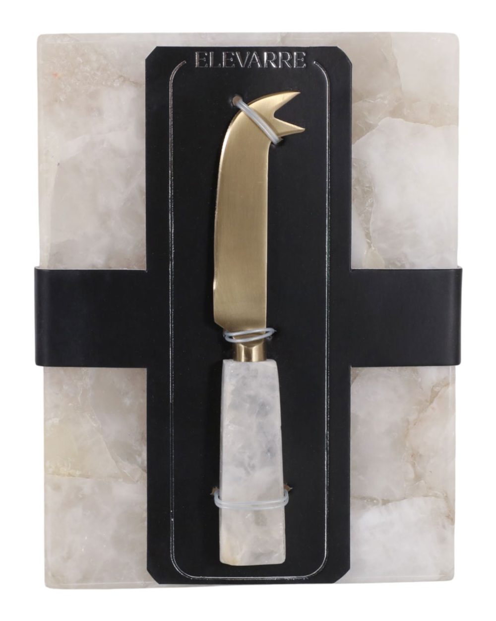 Set de Tabla para Quesos de Cuarzo Blanco y Cuchillo